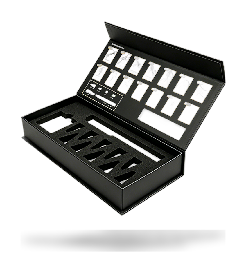 Med Plug RX injector pen presentation box, open, showing the die-cut tray and needle-tip lid